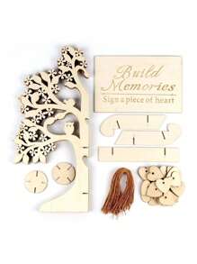 1pc Wooden Wedding Guest Book Alternative, Carved Sign Plate For Guest Book, Signatures, Includes 100pcs Wooden Heart Shapes, Wooden Frame With Stand, Ideal For Wedding Gift, Wedding Decor, Anniversary, Birthday Party, Graduation Ceremony, Bridal Shower Summer Gifts Beach Back To School School Supplies Room Decor