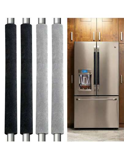 Copertura per maniglia di frigorifero, decorazione per elettrodomestici da cucina, protezione antiscivolo per maniglie di frigoriferi e forni, disponibile nei colori nero, grigio e rosso.