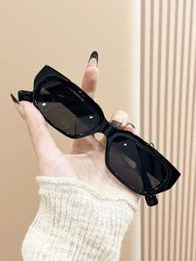 1 Pair Unisex Retro Small Frame Classic Rectangular Black Sunglasses, Suitable For Sports, Travel, Music Festivals, Sporty Style, Driving, Holiday Outfits, Beach, Outings, Summer Accessories, Vacation, Family Outings, UV Protection, Golf, Hiking, Elegant Style, Street Fashion Accessories, Parties, Outdoor Activities, Street Style, Fishing, Holidays, Sun Protection, Vacation - 彩色 - 查看 3