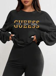 Bedruckter Damenpullover im Y2K-Stil mit Wollfutter und MIAO-Print – lässiges Langarm-Oberteil mit Rundhalsausschnitt, maschinenwaschbar