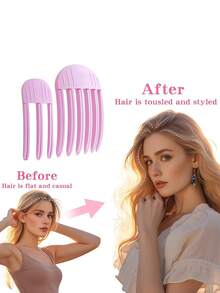两件套高耸发夹，蓬松自然发根提升工具，带刘海卷发棒，适合女性和女孩，适用于细软卷发、长发或短发，手动发型设计工具，返校季、旅行度假必备，卷发器，卷发产品，卷发棒，卷发器，卷发器，圣诞节，卷发棒