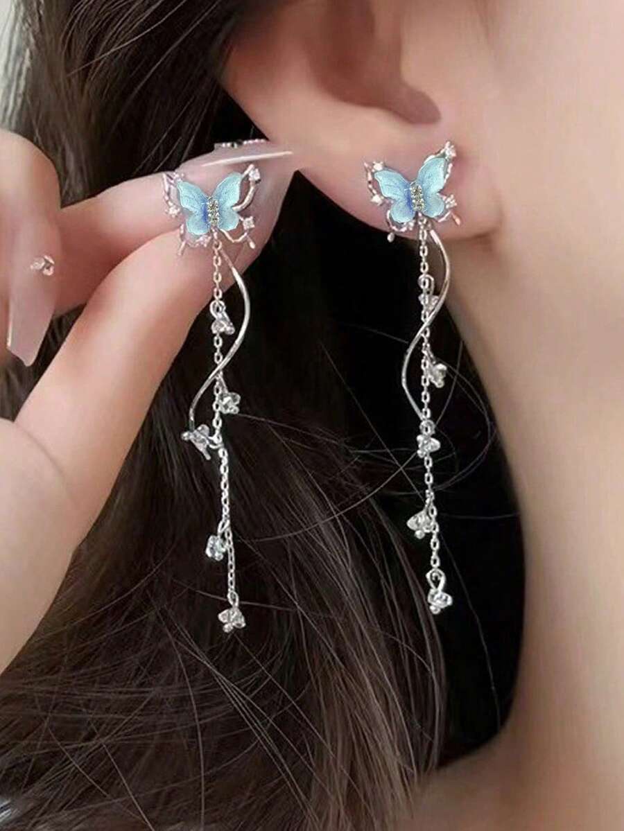 2 件百合花和叶子串珠流苏耳环，波西米亚风格树脂耳环，多种颜色可选，适合女性日常佩戴、约会、派对、海滩度假、珠宝礼物 - 彩色 - 查看 1