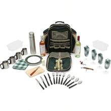 Greenfield Collection Super Deluxe Forest Green Picnic Backpack Hamper For Four People - ForestGreen - View 3
