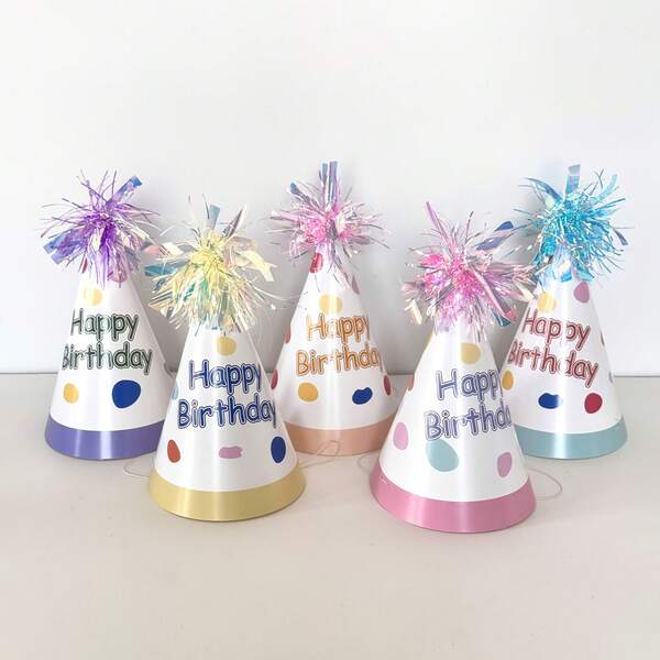 6pcs Shiny Metal Wire Decoration Birthday Party Disposable Birthday Hat, Birthday Sparkling Cake Cone Hat, Suitable For Birthday Parties, Valentine's Day, Mother's Day Graduation Ceremony