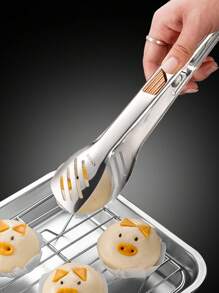 1pc New 304 Stainless Steel Food Clips, Heat-Resistant Barbecue Tongs, Home Steak Clip, Stainless Steel Bread Clip, Hollow-Out Dessert Clip, Multipurpose Food Clip, Kitchen Accessory, Baking Supplies, Suitable For Kitchen, Restaurant, BBQ, Baking, Party
