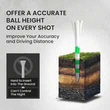 FINGER TEN Tees de Golf de plástico irrompibles de 2 3/4 y 3 1/4 pulgadas, valor de 50 unidades, 83 mm y 70 mm, tees duraderos y de alta gama para hombres y mujeres - Multicolor - Ver 3