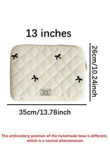 Portable Large Capacity Cute Bow Embroidered Laptop Sleeve Bag, Suitable For 11" /13" /15" IPad/Tablet/Notebook, Prevents Scratches, Protective Inner Lining - Multicolor - View 20