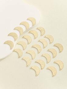 22pcs Textured Double Hole Moon Copper Material Findings For Earrings DIY Assembly - Brass - View 3