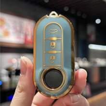 Key Fob Cover With Keyring Keychain Lanyard For Fiat 500 500L Brava Bravo Doblo Ducato Fiorino Punto Panda Palio Stilo Lancia,3 Buttons TPU Flip Key Fob Protective Cover Car Key Cover Case Car Accessories Bag Charm Backpack For School
