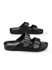 Men's Simple Buckle Flat Slip-On Sandals, Suitable For Teen Summer Casual Or Outdoor Athletic Or Vacation Travel Or Graduation Gifts Or Birthday Dress Accessories