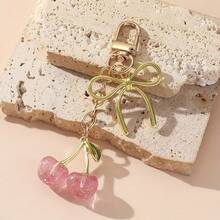 1pc Women's New Cherry Bow Metal Keychain Fashionable Bow Decor Simple Ins Chic Bag Pendant Summer Bows Bridesmaid Gifts - Multicolor - View 4