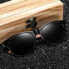 木纹印花休闲时尚眼镜 - 黑色 - 查看 1