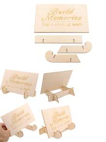 1pc Wooden Wedding Guest Book Alternative, Carved Sign Plate For Guest Book, Signatures, Includes 100pcs Wooden Heart Shapes, Wooden Frame With Stand, Ideal For Wedding Gift, Wedding Decor, Anniversary, Birthday Party, Graduation Ceremony, Bridal Shower Summer Gifts Beach Back To School School Supplies Room Decor