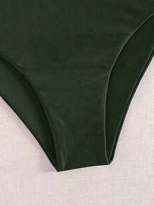 Bộ bikini hai mảnh màu đỏ tía trơn, kiểu dáng thời trang, gợi cảm, có gọng nâng ngực, dây đeo điều chỉnh được, đính sao kim loại, thích hợp cho kỳ nghỉ hè ở bãi biển. - màu xanh lá - Xem 8