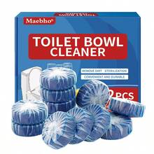 12Pcs Automatic Toilet Cleaner Tablets - Low Odor, Fresh, Perfect For Plastic Surfaces, Easy To Use, Suitable For Home Hygiene, Powerful Toilet Cleaner, Suitable For Tough Stains, Long-Lasting Deodorizer - 藍色 - 查看 1