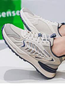 Día de lanzamiento desgaste luz zapatos para correr etiqueta de MODA zapatos minimalistas pies micro-grasa delgada marea zapatos de doble densidad EVA papá zapatos capa de malla elástica + talón módulo de estabilidad antideslizante suela ondulada Beige gris azul estilo minimalista - Gris - Ver 4