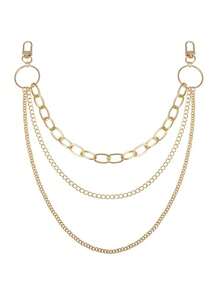 1pc Women's Silver Punk Style Multi-Layer Metal Pants Chain, Fashion Versatile Jeans Accessory - Silver - View 4