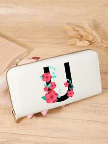 Burgundy Bag Charry Red Bag Wine Red Bag, A-Z Letter Print Fold Over Long Wallet Women Fashion Modern Business Slim Portable Versatile Large Capacity Credit Card Zipper ID Card Money Cash Storage Business Casual Perfect School College Work Business Commute Teachers' Day Back To School Holiday Office For Birthday Gift On Valentine Day Lady Female Women White-Collar Workers College Student,Bag School Supplies For School Dorm Room & Back To School - Burgundy - View 102