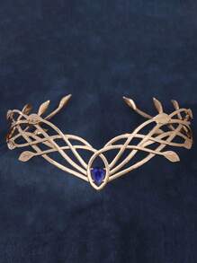 1pc Greek Mythology Goddess Warrior Alloy Rhinestone Leaf Headband, Anime Cosplay Accessory, Retro European Style Creative Hair Jewelry, Fashion Stage Photography Prop