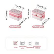 1件学生卡通双层午餐盒，适合上班族，便携式微波炉加热便当盒，水果午餐盒，学校用品 - 彩色 - 查看 11