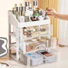 1pc Multilayer Clear Makeup Storage Box With Drawers, Vanity Countertops And Makeup Storage For Bathroom Vanity, Lipstick Brush Skin Care Beauty Rack