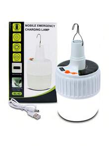 Foco Led Portatil Recargable 5 Modalidades con Celdas Solares Mediano Lampara de Emergencia - Blanco - Ver 1