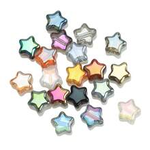 50pcs/Pack 8mm Center Hole Electroplated Glass Pentagram Beads, DIY Jewelry Accessories For Necklace, Bracelet, Earrings