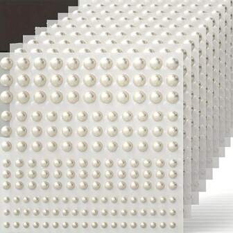 165 片珍珠贴纸自粘，4 种尺寸的化妆贴纸珍珠宝石白色珠宝装饰，适用于面部、身体、指甲、头发、手机艺术工艺拼贴装饰，各种尺寸，0.12 英寸/0.16 英寸/0.2 英寸/0.24 英寸