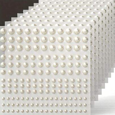 165 Pieces Pearl Stickers Self-Adhesive, 4 Sizes Of Sticker For Makeup Pearl Gem White Jewelry Decoration, Applicable To Facial, Body, Nails, Hair, Phone Art Craft Collage Decoration, Various Sizes, 0.12 Inch/0.16 Inch/0.2 Inch/0.24 Inch