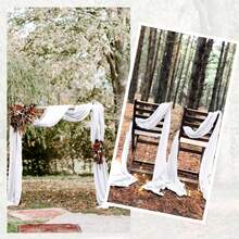 35 * 120 Inch Cheese Cloth Table Runner And Napkins, Bohemia Gauze Cheesecloth Tablecloth,Countryside Transparent Table Runner, Bohemian Style Table Runner Suitable For Wedding Decoration Arch , Garden Arch,Bridal Shower, Perfect For Wedding ,Festival,Holidays,Birthday Party,Decoration,Home Decor (Multiple Colors Available) Christmas For Holiday Gift Giving - White - View 6