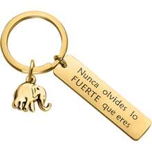 1 pieza Llavero de acero inoxidable con elefante de energía positiva inspiradora para hombres, decoración de coche, mochila, accesorio de Halloween, dije de bolso, accesorio escolar, gótico lindo Y2k
