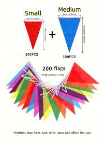 50 pièces Guirlande de fanions en tissu colorés, drapeaux triangulaires bicolores, pour mariages, anniversaires, fêtes, décorations de chambres et de jardins, guirlande pour ouverture officielle - Drapeaux de célébration universels pour l'extérieur