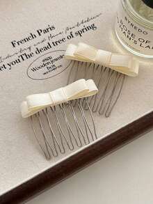 2件套女士优雅简约时尚实用合金2.16英寸蝴蝶结金属发夹，适合日常发型、化妆、休闲、派对、节日、送礼、通勤、度假 - 黑色/米色/蓝色/粉色发梳，可作侧梳，适合上学、大学、蝴蝶结、可爱、婚礼、优雅、少女、闺蜜礼物、发饰、头饰、情人节配饰