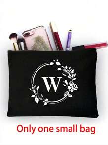 1/2 pezzi Borsa shopping tela con stampa lettere iniziali dalla A alla Z, con borsa portaoggetti cosmetici inclusa, borsa personalizzata, grande capacità, adatto per matrimoni, compleanni, spiaggia, vacanze, scuola, ottimo regalo per donne, mamme, insegnanti, amiche, damigelle d'onore, studenti, borsa grande. Borsa casual capiente e portatile, adatta per lo shopping multifunzionale