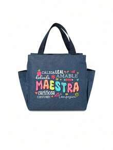 1. Insulated Lunch Bag, Cartoon Teacher Theme Pattern, Paired With Black Utensil Storage Bag, Double Pocket Lunch Box, Large Capacity, Student Meal Thermal Insulation Cooler Bag, Portable Travel Picnic Pack, Office School Lunch Thermal Box, Work Lunch Box, Work Office Holiday Lunch Box, Unisex Multifunctional Camping School Lunch Box (3 Color Options), Backpack, School Supplies, Study Supplies - Multicolor - View 10