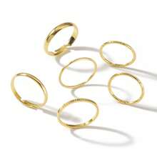9pcs Set Chic & Elegant Copper Electroplate 18K Gold Plated Cubic Zirconia Heart Leaf & Geometric Stacking Rings, Knuckle Rings & Midi Rings For Women, Great Gift - Yellow Gold - View 3