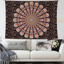 Boho Mandala Wandteppich, Hippie Wandteppich, Pfau Boho Wandbehang Dekorationen, Pfirsich Samt bedruckter Stoff Kunst für Schlafzimmer Wand, 90 g/m² - Mandala 30 - Übersicht 12