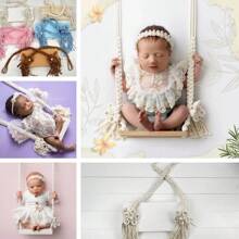Altalena per neonati in stile macrame bohémien realizzata a mano, amaca in legno intrecciata a mano in stile rosa, accessori per servizi fotografici in stile vintage blu amaca in stile country per studio fotografico
