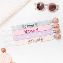 1 pieza Clip de chupete bordado personalizado, Portachupetes para recién nacido, Clips de chupete personalizados, Clips de chupete con nombre personalizado, Regalos para baby shower, Multifuncional, Ornamental, Letra, Elegante, Moderno, Colorido, Lindo, Adorable, Casual, Personalizado, Único, Ideal para regalos para él, Ideal para regalos para ella