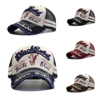 1 Pc Men's Washed Mesh Baseball Hat Embroidered Truck Driver Hat Worn Out, Breathable And Sunshade Dad Hat