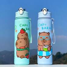 Bouteille d'eau de sport dauphin avec paille - Design mignon de dessin animé d'animal, matériau en PC violet, sans fuite et portable, convient pour l'école, les activités de plein air et les voyages, ustensiles de boisson de plein air | Design d'animal fantaisiste | Structure en polycarbonate, bouteille d'eau mignonne
