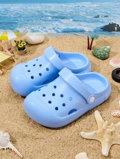 1 Pair New Comfortable & Fashionable Casual Breathable Slip-On Sandals For Baby Boys, Non-Slip Durable Two-Way Wear Beach Slippers, Sky Blue Summer Beach Holiday Shoes