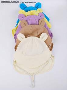1 pezzo Cappellino per bambini con design carino a orecchie, colore uni, a secco rapido, adatto per attività all'aperto estive, parco, spiaggia, piscina, con protezione UV