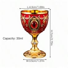 1pc European Vintage Faux Gemstone Metal Goblet, Suitable For Wedding Anniversary, Drinking Red Wine, White Wine, Champagne, Wine, Spirits