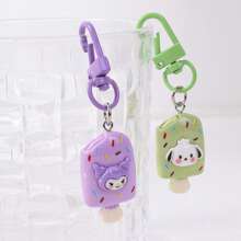 Sanrio 5 Pieces Sanrio Cream Keychain Pendants - New Black Beauty, Melody Cinnamon Dog HelloKT Keychain, Cartoon Character Pendant, Multi-Color Design, Plastic Structure And Easy-To-Install Keychain, Very Suitable For DIY Gifts