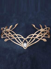 1pc Greek Mythology Goddess Warrior Alloy Rhinestone Leaf Headband, Anime Cosplay Accessory, Retro European Style Creative Hair Jewelry, Fashion Stage Photography Prop