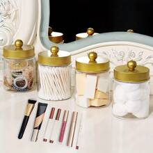 2/3/6pcs Qtip Holder Dispenser - 8 Oz Plastic Apothecary Jar Containers For Vanity Makeup Countertop Organizer Storage -Bathroom Canister Accessories Set For Cleaning Swab, Ball, Pads, Floss,For Holiday Beach, Bathroom Collection, Bedroom Collection, Large Capacity