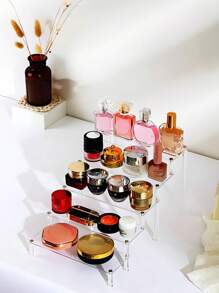 1PC Acrylic Cosmetics Storage Rack, Makeup Storage Rack, Three-Layer Ladder Display Rack, Cosmetics Display Rack, Dressing Table Organizer, Layered Organization Rack For Cosmetics, Very Suitable For Dressing Tables And Perfume Display