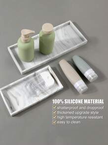 1pc/2pcs Rectangular Silicone Jewelry Tray, Bathroom Vanity Countertop Decoration Organizer Tray, Suitable For Bathroom Bathtub Placement, Perfumes, Aromatherapy, Kitchen Spice Bottle Rack, Jewelry Display Stand, Cosmetics & Skincare Glass Key Holder, Soap Dish, Sink Sponge Storage, Bathroom Cabinet, Bathroom Accessories, Home Decor Bathroom Decor Fall Decor Back To School