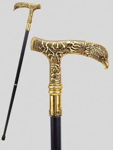 1 件双色 T 形白羊座和鹰星座金箔图案可拆卸优雅金属绅士手杖，适合日常、节日礼物、万圣节角色扮演和舞台表演返校万圣节配饰 - 彩色 - 查看 5